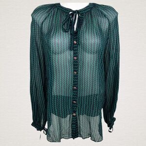 MAEVE Anthropologie Viscose Blouse Medium Green